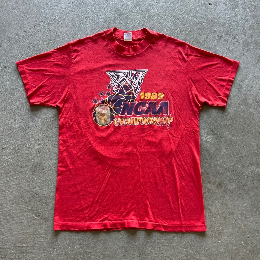 Vintage 1989 NCAA Championship Shirt Size Large Red Wolverines Seton Hall Pirate